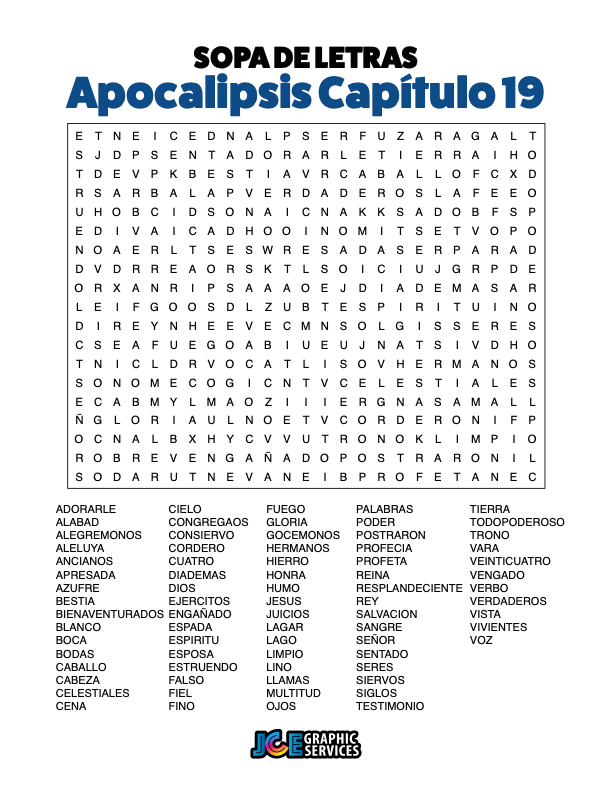 Sopa de Letras - Apocalipsis Cápitulo 19