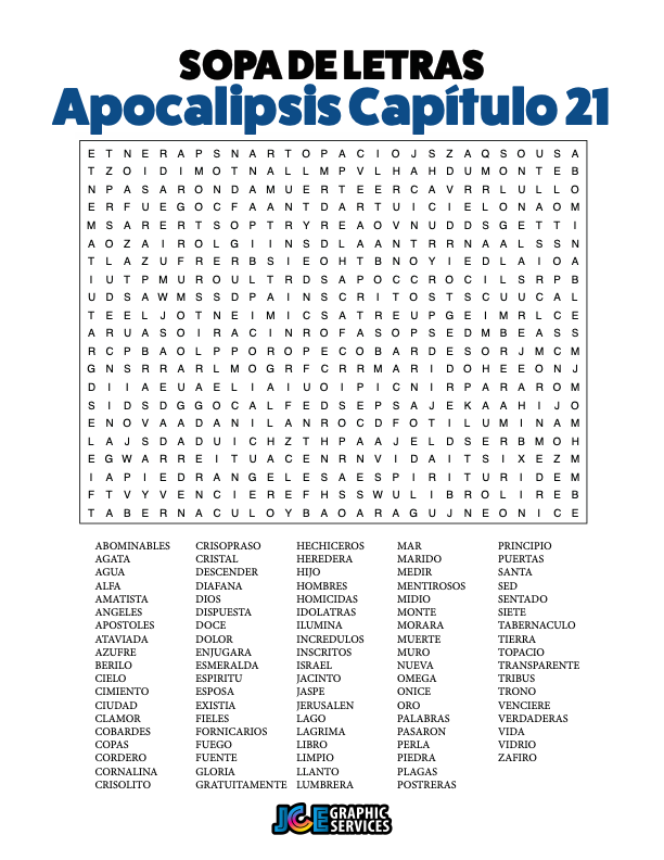 Sopa de Letras - Apocalipsis Cápitulo 21