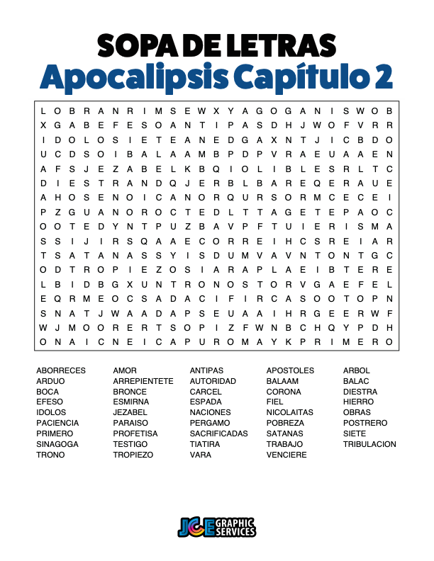Sopa de Letras - Apocalipsis Cápitulo 2