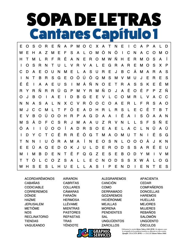Sopa de Letras - Cantares Cápitulo 1