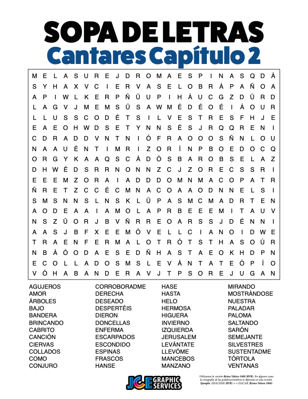 Sopa de Letras - Cantares Cápitulo 2