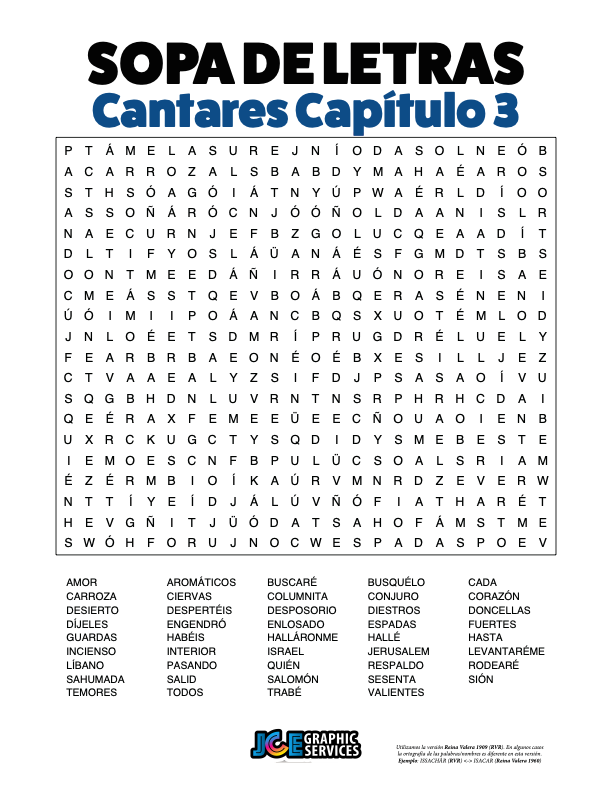 Sopa de Letras - Cantares Cápitulo 3