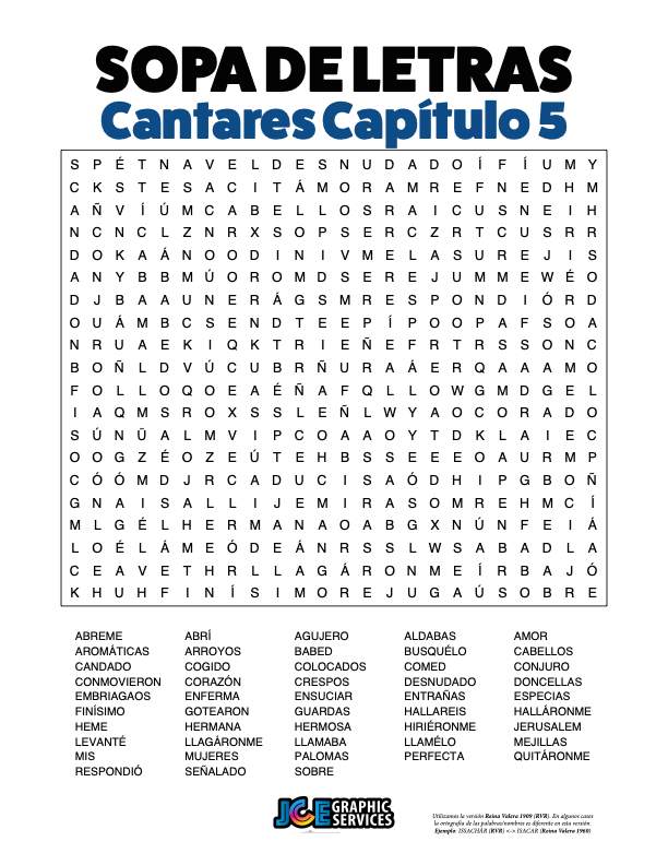 Sopa de Letras - Cantares Cápitulo 5