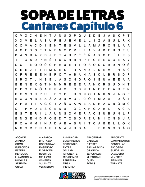 Sopa de Letras - Cantares Cápitulo 6