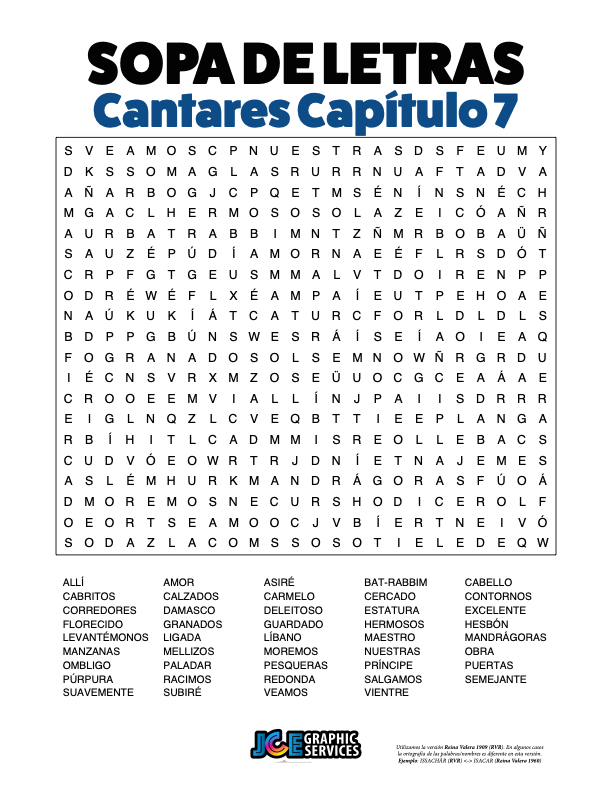 Sopa de Letras - Cantares Cápitulo 7