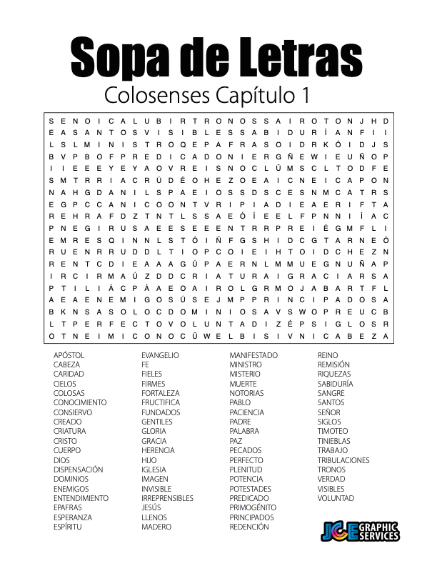 Sopa de Letras - Colosenses Cápitulo 1