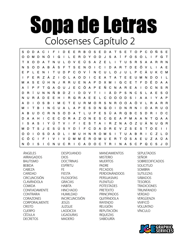 Sopa de Letras - Colosenses Cápitulo 2