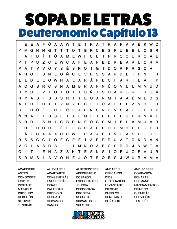Sopa de Letras - Deuteronomio Cápitulo 13