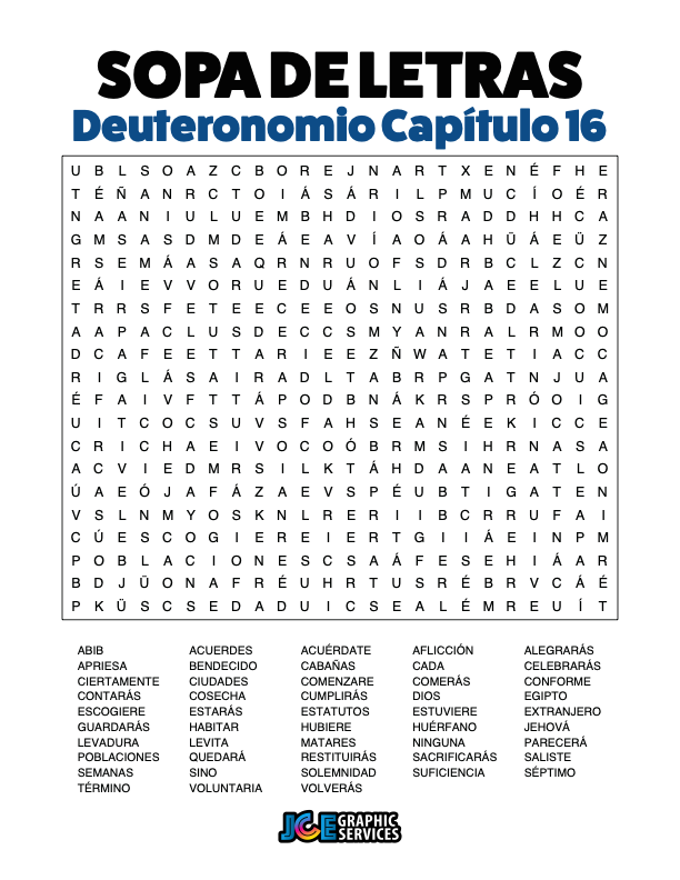 Sopa de Letras - Deuteronomio Cápitulo 16