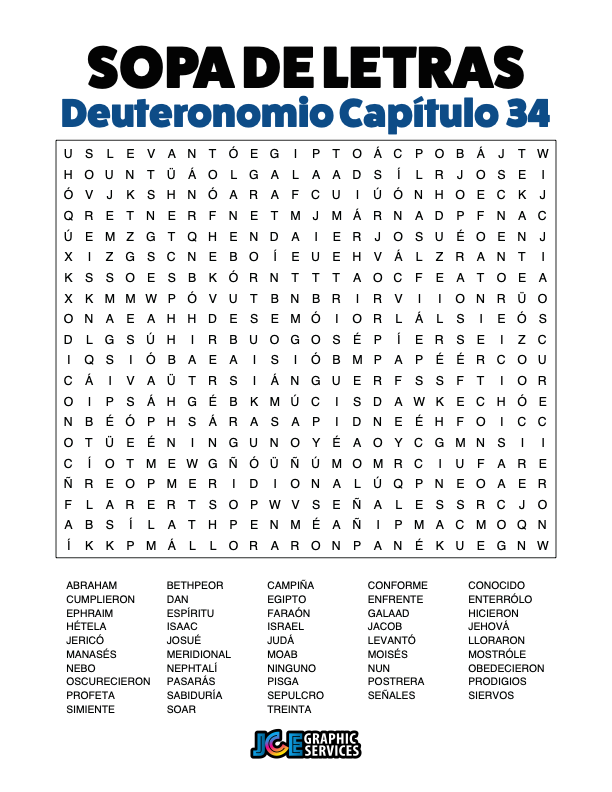 Sopa de Letras - Deuteronomio Cápitulo 34