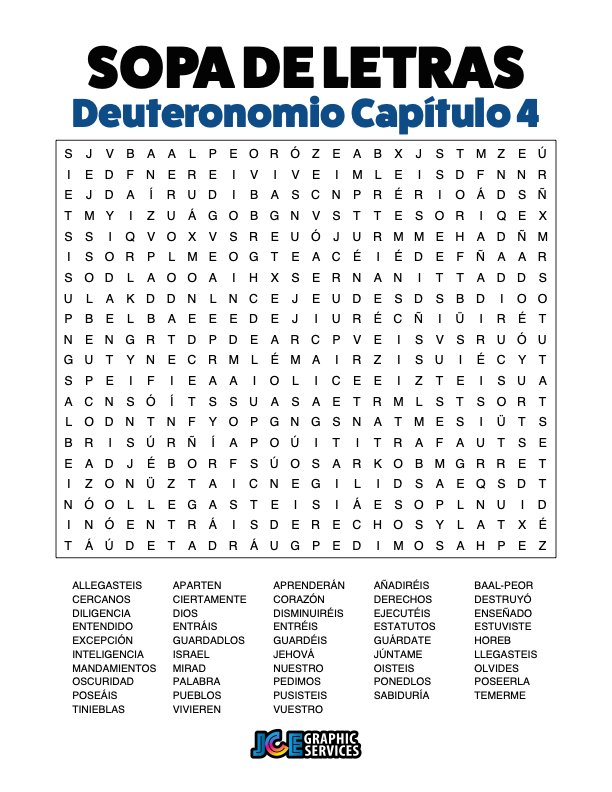 Sopa de Letras - Deuteronomio Cápitulo 4