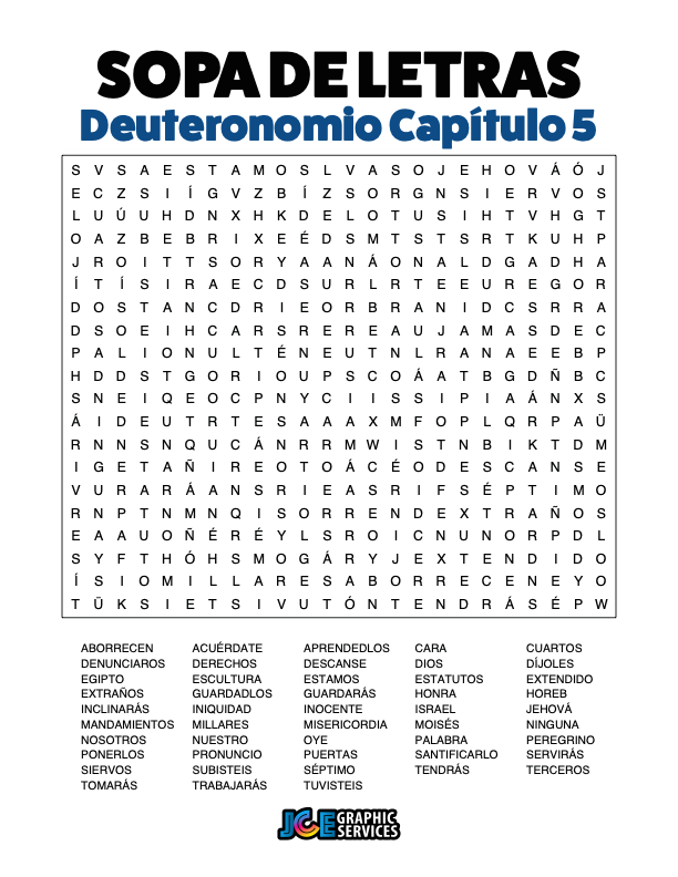 Sopa de Letras - Deuteronomio Cápitulo 5