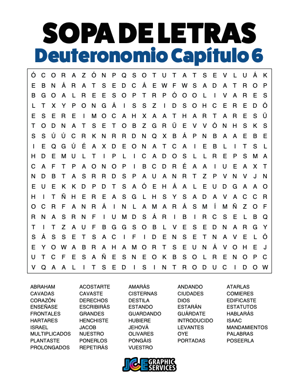 Sopa de Letras - Deuteronomio Cápitulo 6