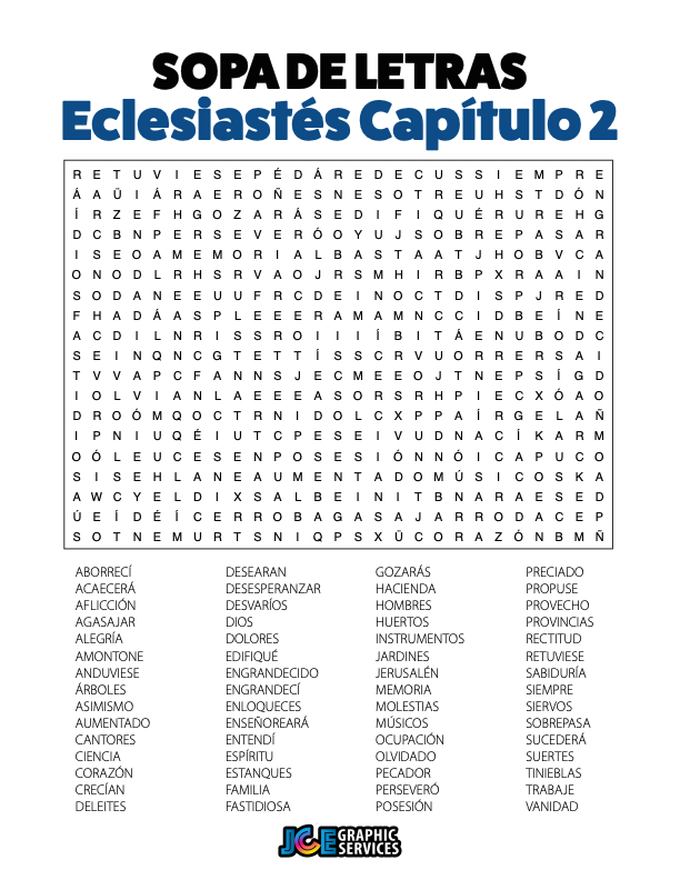 Sopa de Letras - Eclesiastés Cápitulo 2