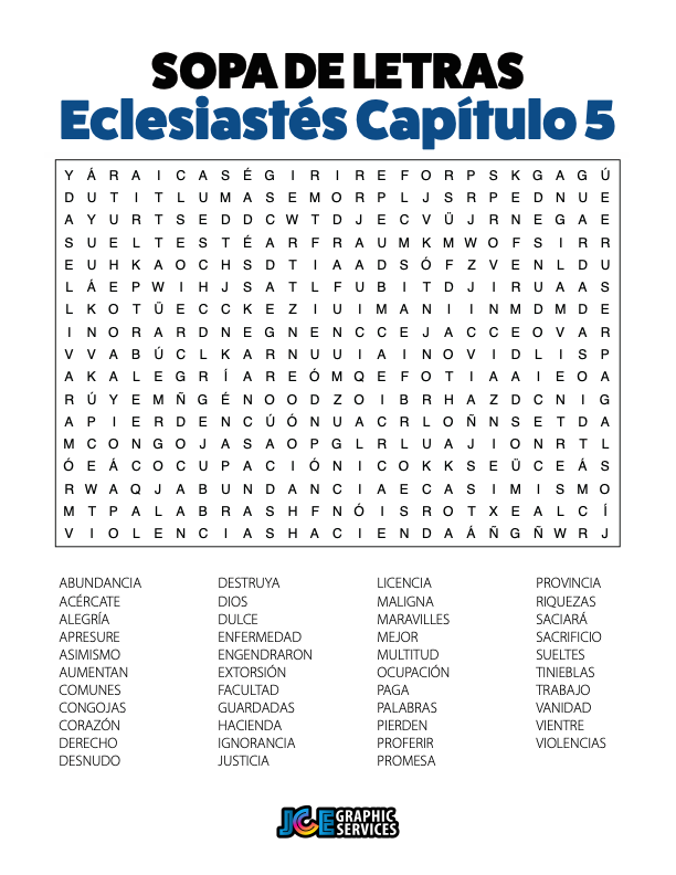 Sopa de Letras - Eclesiastés Cápitulo 5