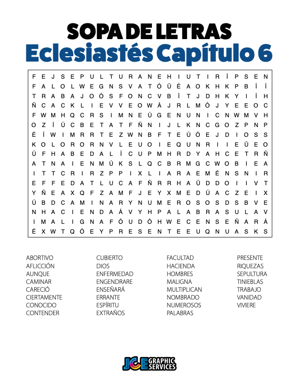 Sopa de Letras - Eclesiastés Cápitulo 6