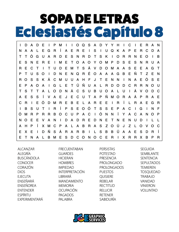 Sopa de Letras - Eclesiastés Cápitulo 8