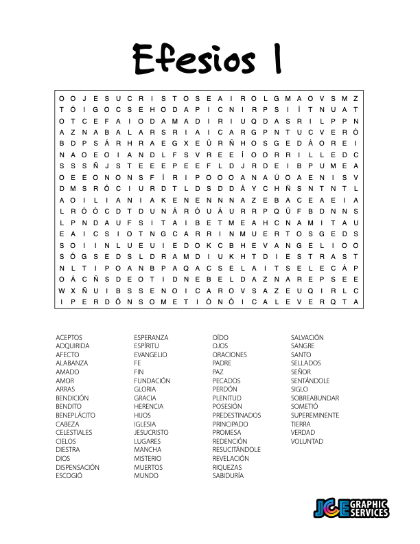 Sopa de Letras - Efesios Cápitulo 1
