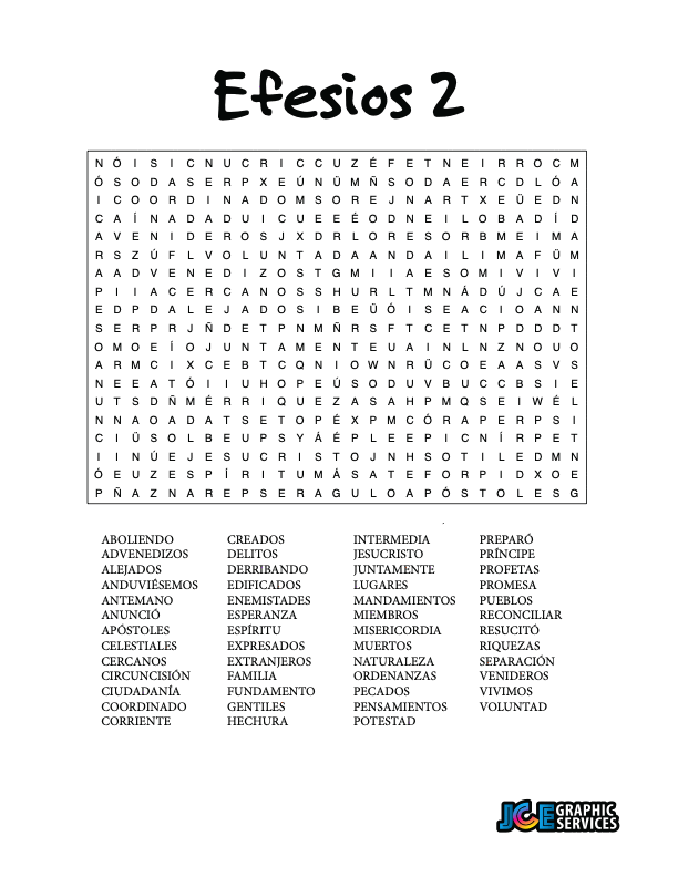 Sopa de Letras - Efesios Cápitulo 2