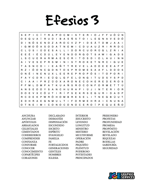 Sopa de Letras - Efesios Cápitulo 3