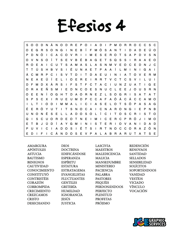 Sopa de Letras - Efesios Cápitulo 4