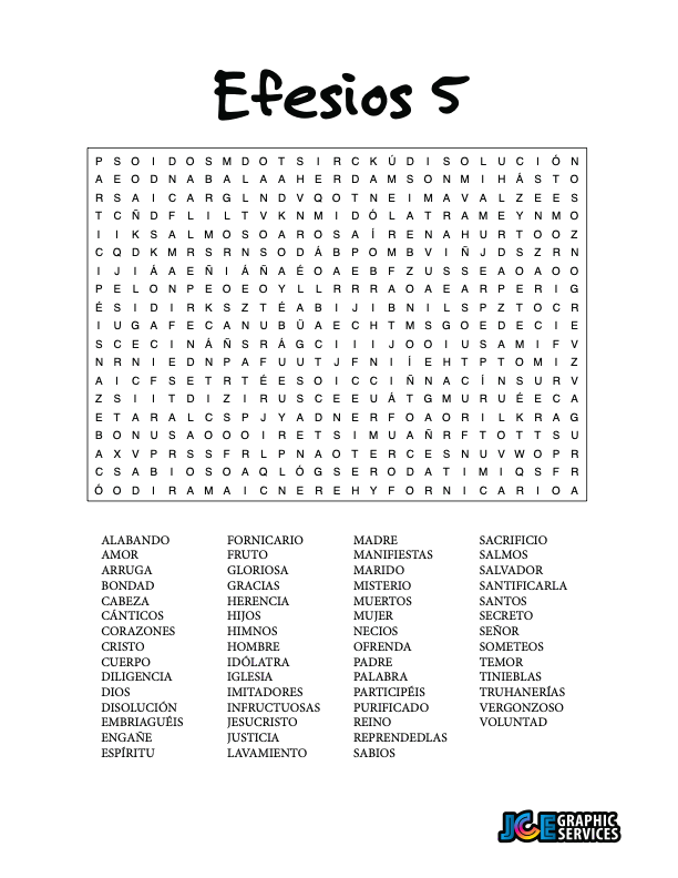 Sopa de Letras - Efesios Cápitulo 5