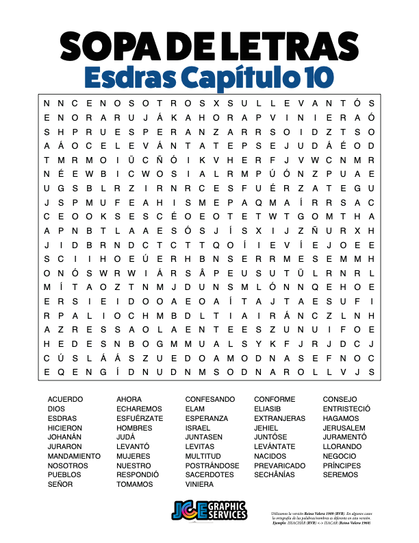 Sopa de Letras - Esdras Cápitulo 10