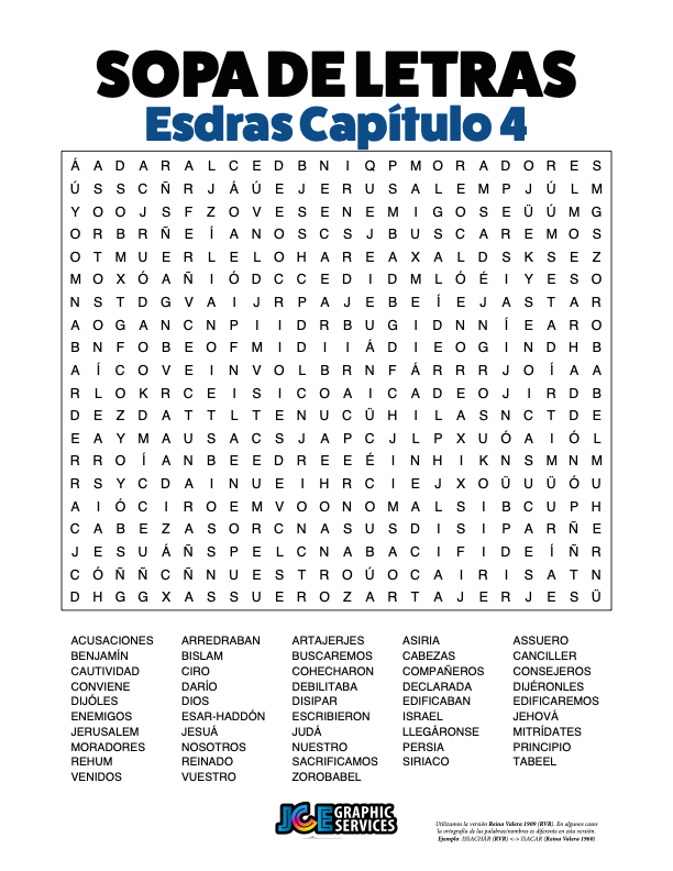 Sopa de Letras - Esdras Cápitulo 4