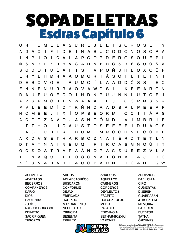 Sopa de Letras - Esdras Cápitulo 6
