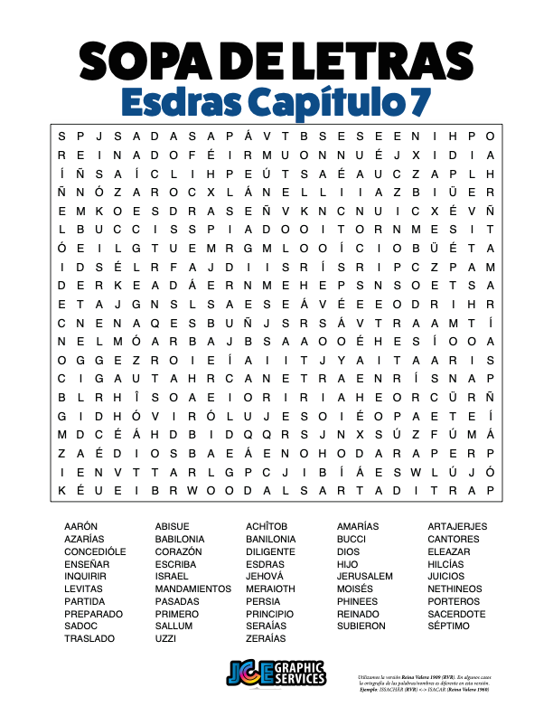 Sopa de Letras - Esdras Cápitulo 7