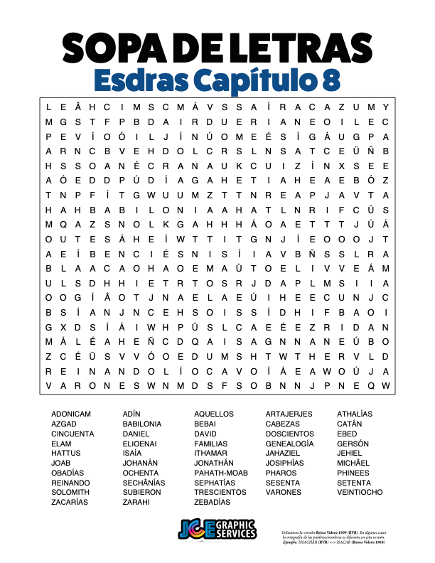 Sopa de Letras - Esdras Cápitulo 8