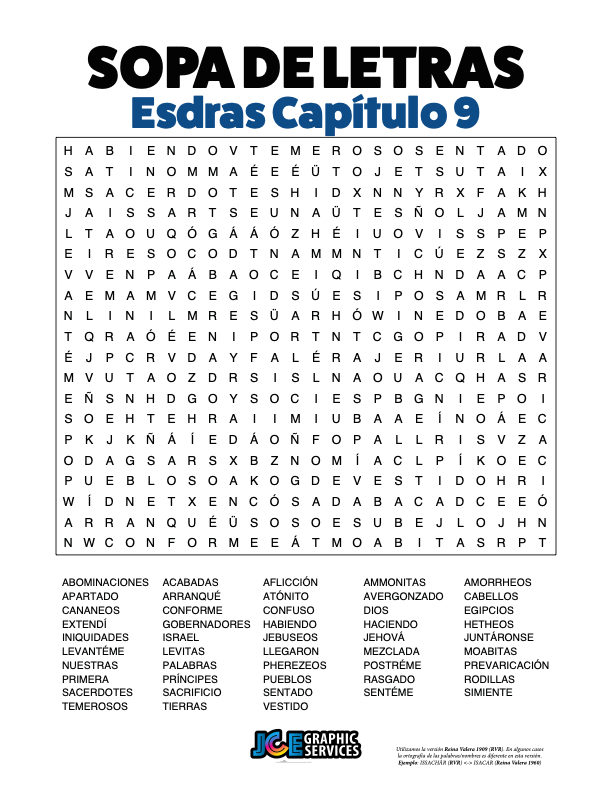 Sopa de Letras - Esdras Cápitulo 9