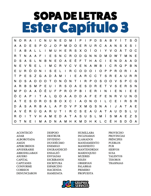 Sopa de Letras - Ester Cápitulo 3