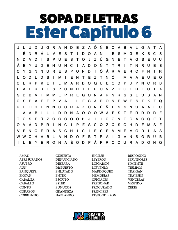 Sopa de Letras - Ester Cápitulo 6