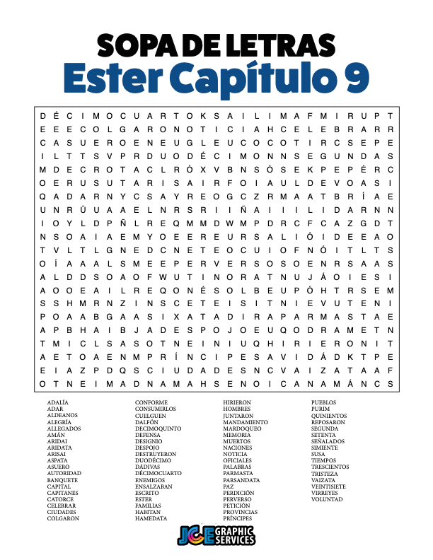 Sopa de Letras - Ester Cápitulo 9