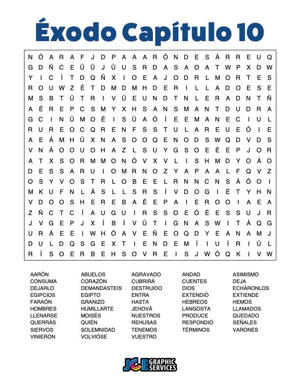 Sopa de Letras - Éxodo Cápitulo 10