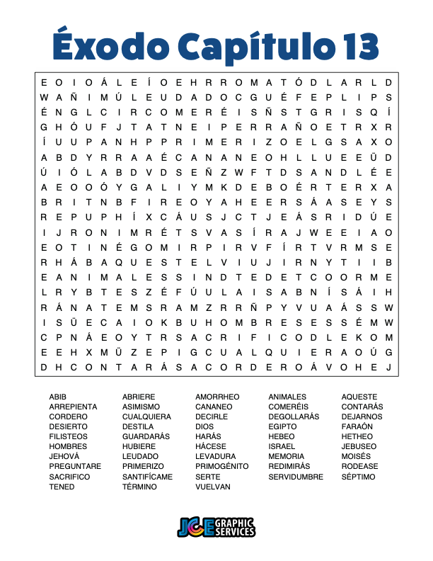 Sopa de Letras - Éxodo Cápitulo 13