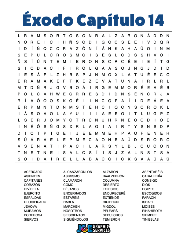 Sopa de Letras - Éxodo Cápitulo 14