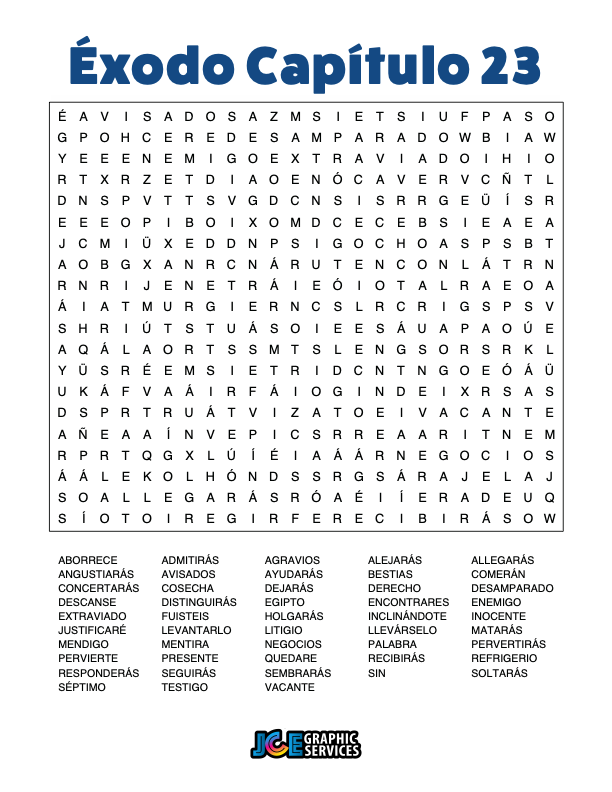 Sopa de Letras - Éxodo Cápitulo 23