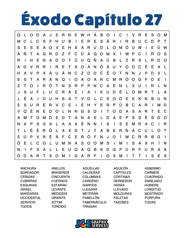 Sopa de Letras - Éxodo Cápitulo 27