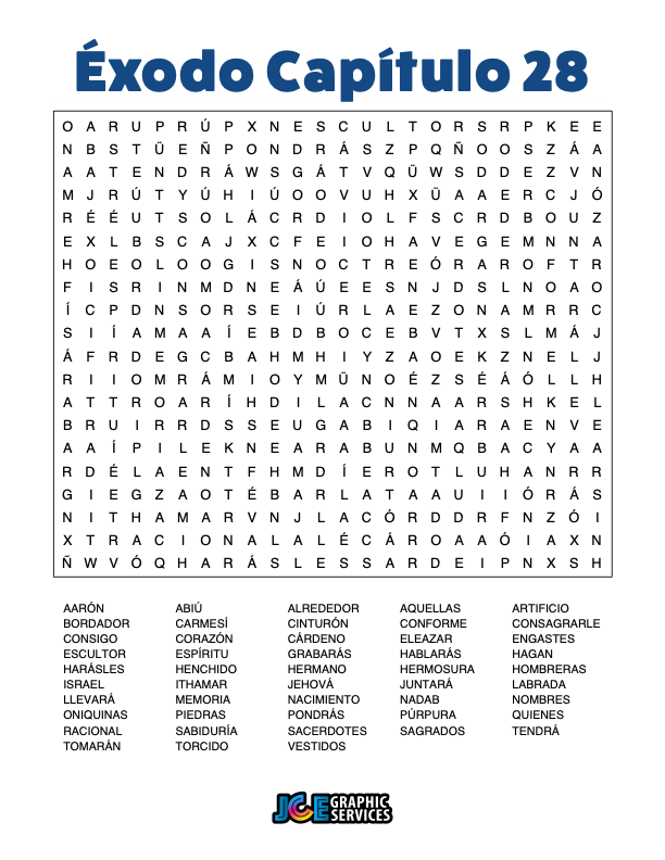 Sopa de Letras - Éxodo Cápitulo 28
