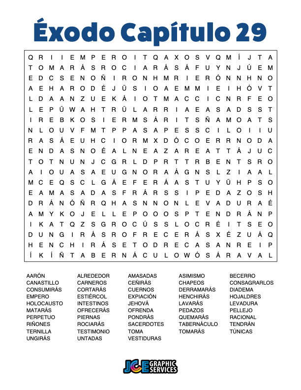 Sopa de Letras - Éxodo Cápitulo 29