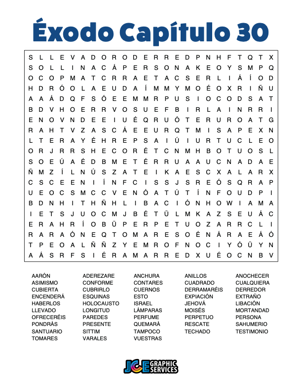 Sopa de Letras - Éxodo Cápitulo 30
