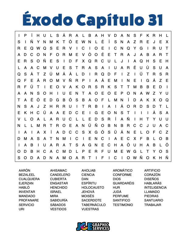Sopa de Letras - Éxodo Cápitulo 31