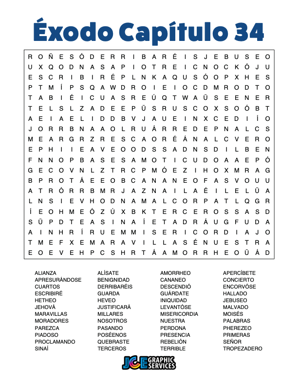 Sopa de Letras - Éxodo Cápitulo 34