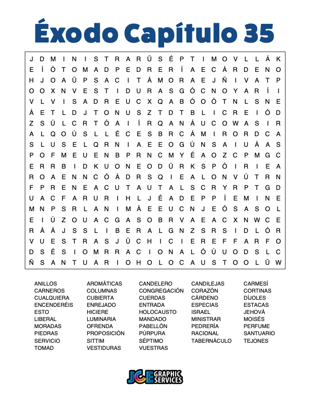 Sopa de Letras - Éxodo Cápitulo 35