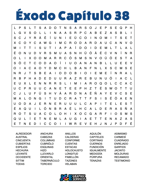 Sopa de Letras - Éxodo Cápitulo 38