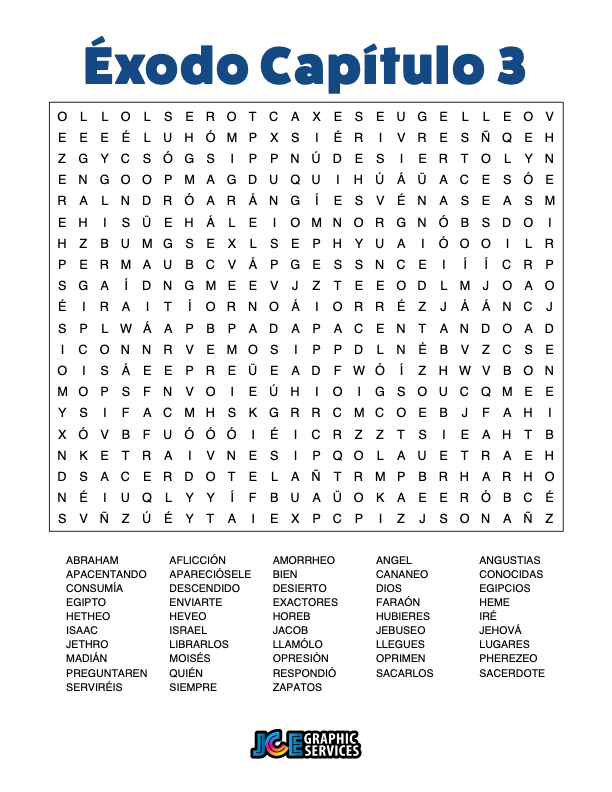 Sopa de Letras - Éxodo Cápitulo 3