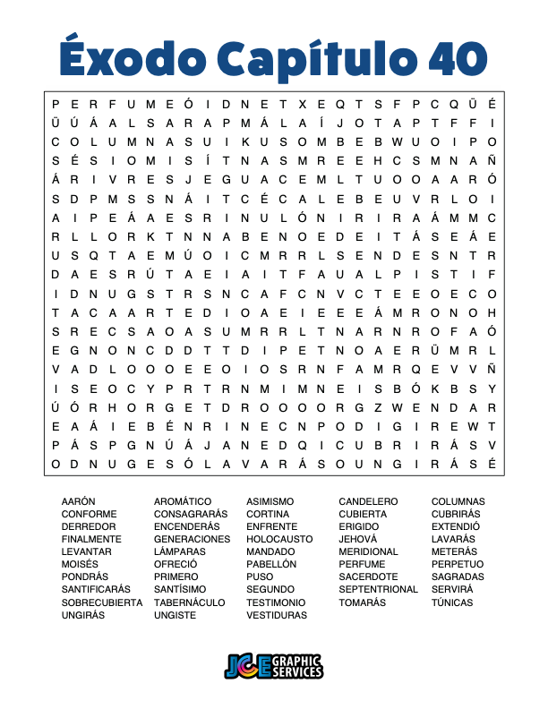 Sopa de Letras - Éxodo Cápitulo 40