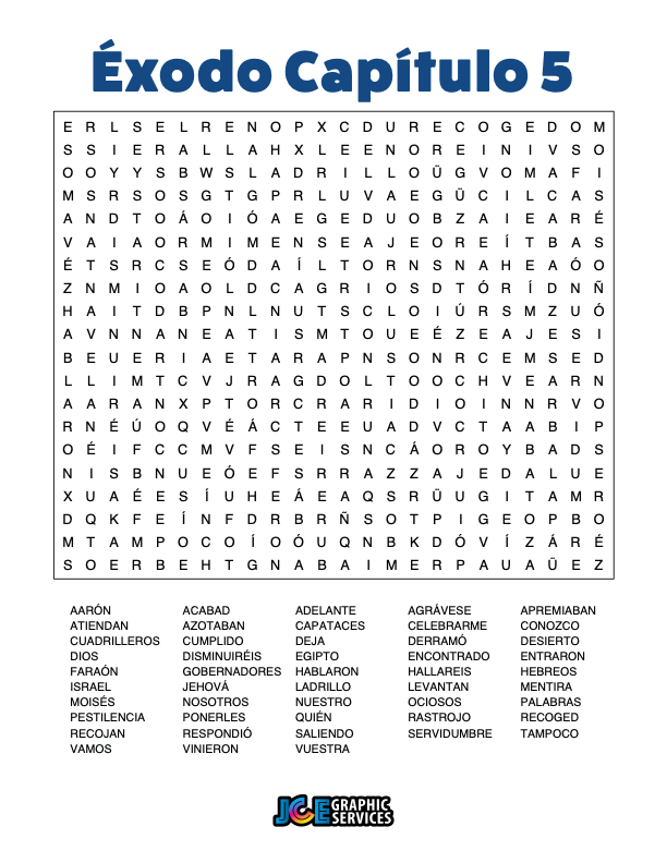 Sopa de Letras - Éxodo Cápitulo 5